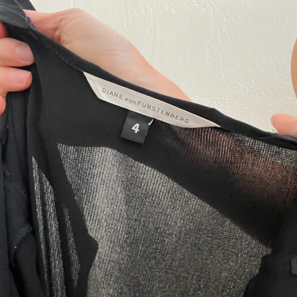 Y2K Diane Von Furstenberg Black Pleated Mini Dress - Picture 7 of 7